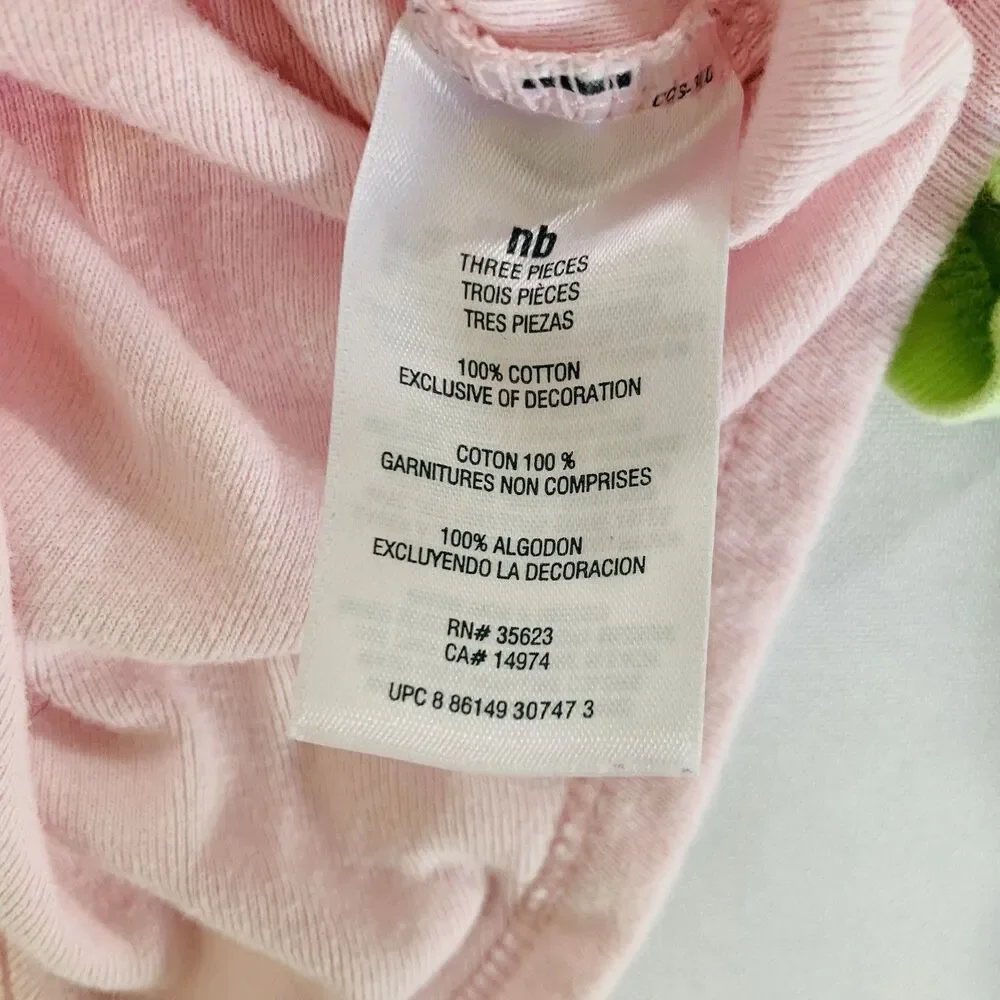 Bodysuits Set of 2 Baby Girl Newborn NB Pink‎ Green Bee Foldover Casual Cotton